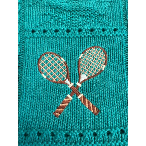 Vintage Herman Geist Knit Pullover Sweater Small Floral Tennis Short Sleeve 90s - Picture 4 of 5